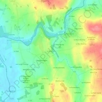 Carte topographique La Maunière, altitude, relief