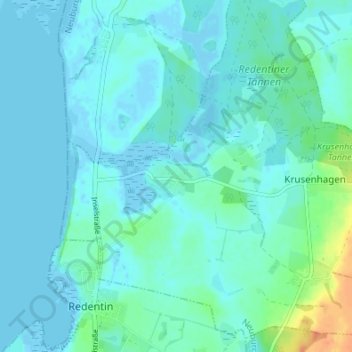 Carte topographique Hof Redentin, altitude, relief