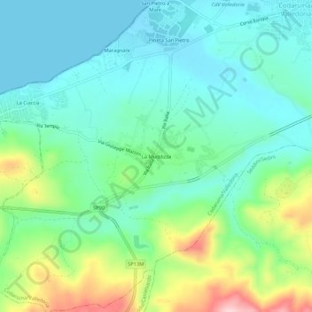Carte topographique La Muddizza, altitude, relief