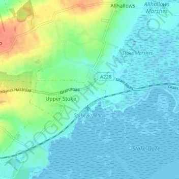 Carte topographique Middle Stoke, altitude, relief