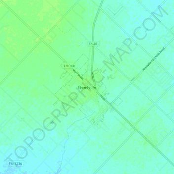 Carte topographique Needville, altitude, relief