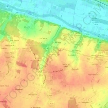 Carte topographique Pièce de Ferrière, altitude, relief