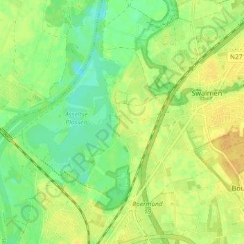 Carte topographique Asselt, altitude, relief