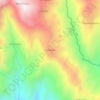 Carte topographique Granadilla, altitude, relief