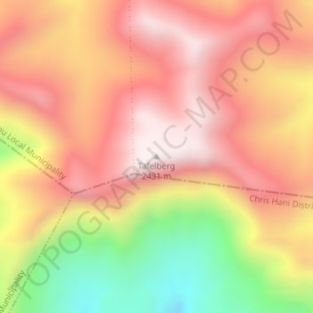 Carte topographique Tafelberg, altitude, relief