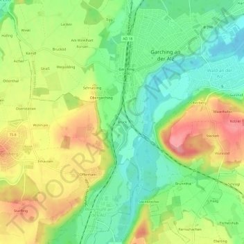 Carte topographique Bruck, altitude, relief