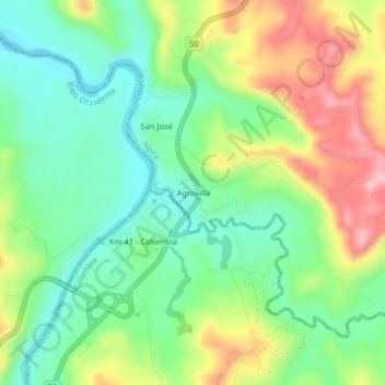 Carte topographique Agrovilla, altitude, relief