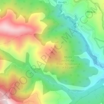 Carte topographique O Teso do Vitrón, altitude, relief