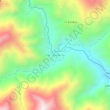 Carte topographique Pachapiriana, altitude, relief