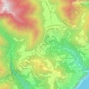 Carte topographique Voiandes, altitude, relief