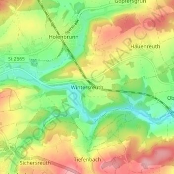 Carte topographique Wintersreuth, altitude, relief