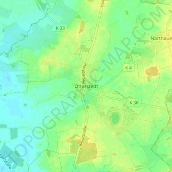Carte topographique Otterstedt, altitude, relief