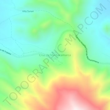 Carte topographique Cruz de Machacamarca, altitude, relief