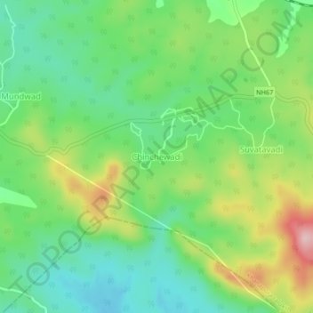 Carte topographique Chinchewadi, altitude, relief