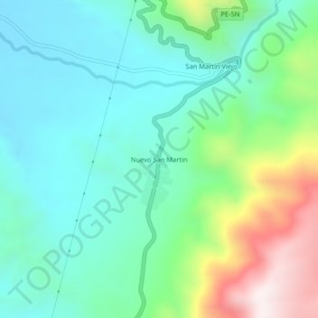 Carte topographique Nuevo San Martin, altitude, relief