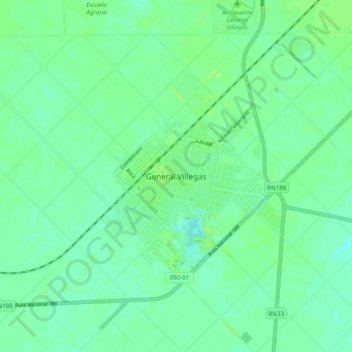 Carte topographique General Villegas, altitude, relief