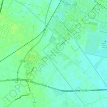 Carte topographique Chiesuol del Fosso, altitude, relief