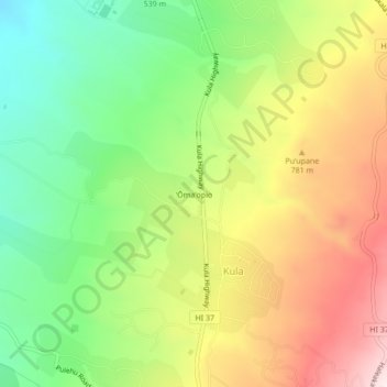 Carte topographique Omaopio, altitude, relief
