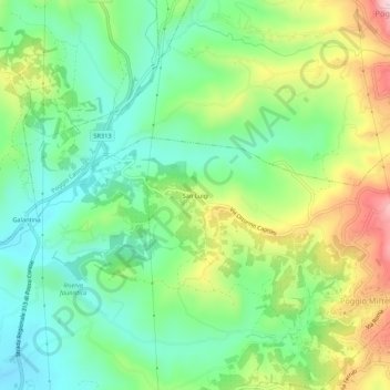 Carte topographique San Luigi, altitude, relief