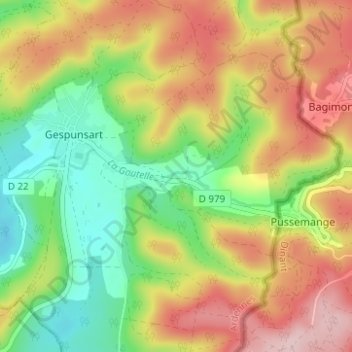 Carte topographique Rogissart, altitude, relief