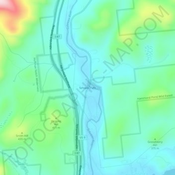 Carte topographique Schroon Falls, altitude, relief