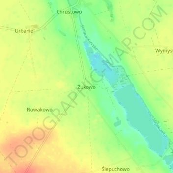 Carte topographique Żukowo, altitude, relief