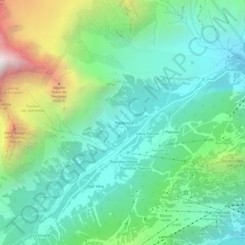 Carte topographique Peuterey, altitude, relief