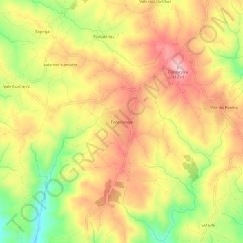 Carte topographique Fontelonga, altitude, relief