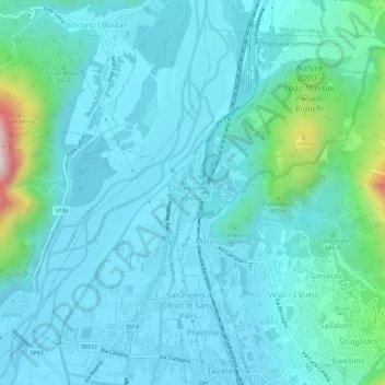 Carte topographique Ospedaletto, altitude, relief