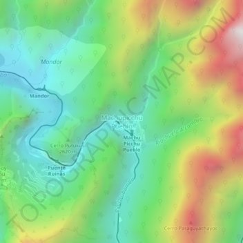 Carte topographique Machupicchu Ville, altitude, relief