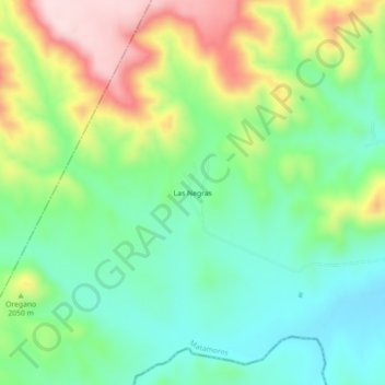 Carte topographique Las Negras, altitude, relief