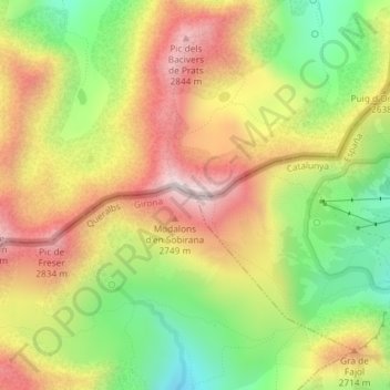 Carte topographique Bastiments, altitude, relief