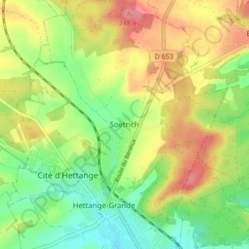 Carte topographique Soetrich, altitude, relief