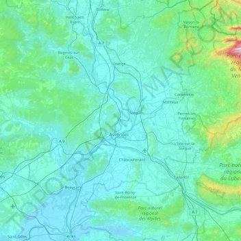 Carte topographique Île des Papes, altitude, relief