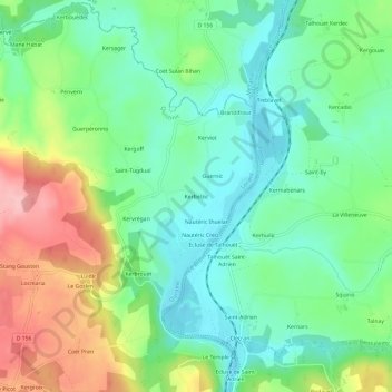 Carte topographique Kerbelzic, altitude, relief