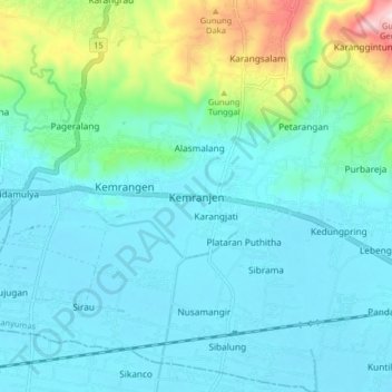 Carte topographique Kemranjen, altitude, relief
