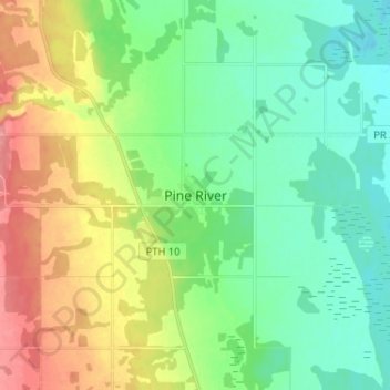 Carte topographique Pine River, altitude, relief