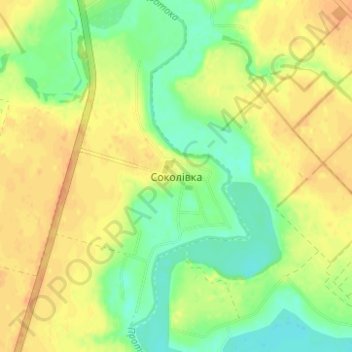 Carte topographique Sokolivka, altitude, relief
