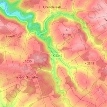 Carte topographique Tiefensall, altitude, relief