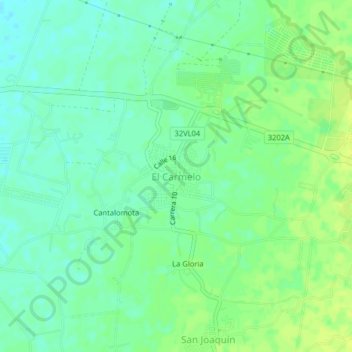 Carte topographique El Carmelo, altitude, relief