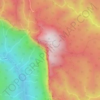 Carte topographique Blue Mountains, altitude, relief