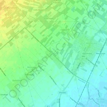 Carte topographique Quistello, altitude, relief