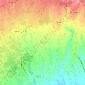 Carte topographique Tangob, altitude, relief