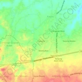 Carte topographique Pilubang, altitude, relief