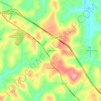 Carte topographique Brier Hill, altitude, relief