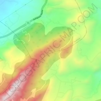 Carte topographique Tilata, altitude, relief