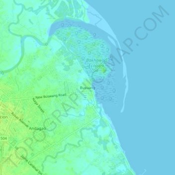 Carte topographique Busuang, altitude, relief