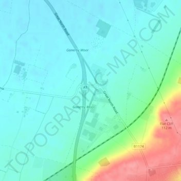 Carte topographique Gonerby Moor, altitude, relief