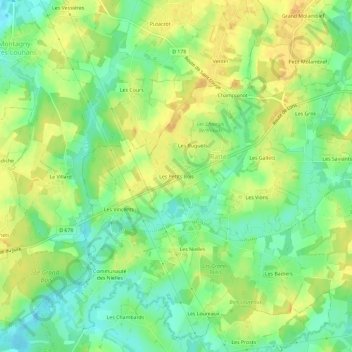 Carte topographique Les Petits Bois, altitude, relief