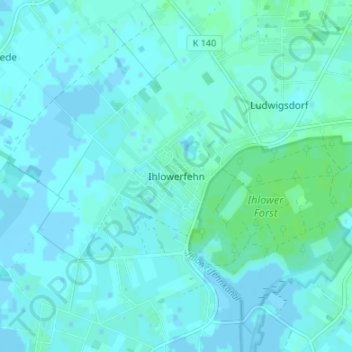 Carte topographique Ihlowerfehn, altitude, relief